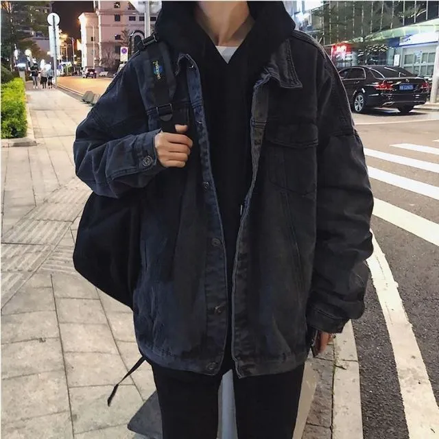 Aidase Men Jackets Denim Loose Streetwear All-match Leisure Mens Outwear Chic Vintage Autumn Retro Korean Style Fashion Solid