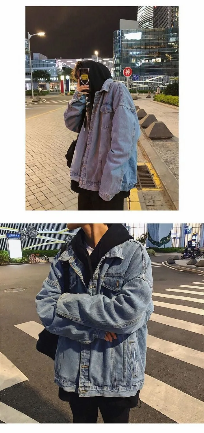 Aidase Men Jackets Denim Loose Streetwear All-match Leisure Mens Outwear Chic Vintage Autumn Retro Korean Style Fashion Solid