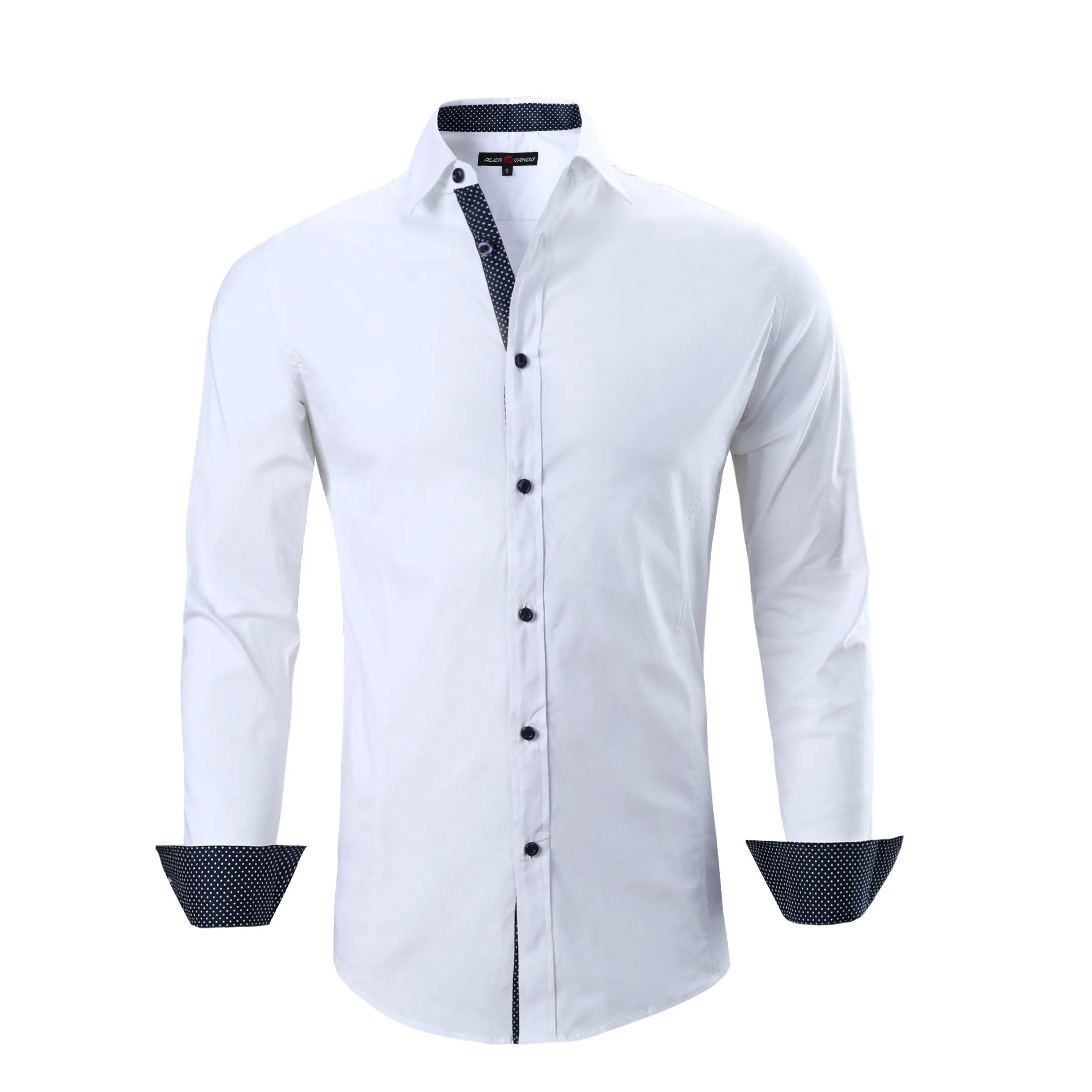 Alex Vando Mens Dress Shirts Regular Fit Long Sleeve Stretch Business Dress Shirts for Men,White,Large