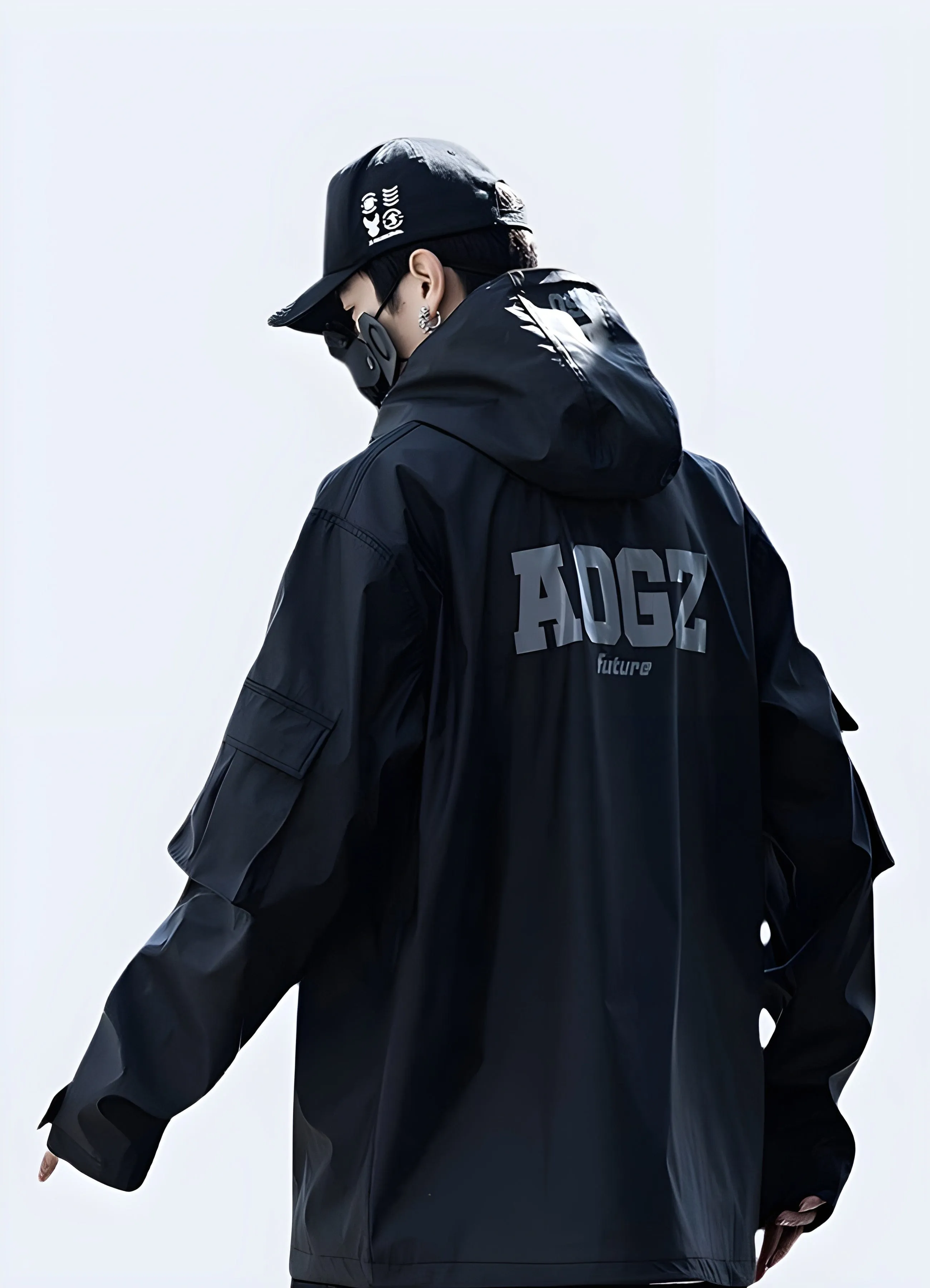 Black Techwear Windbreaker