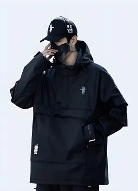 Black Techwear Windbreaker