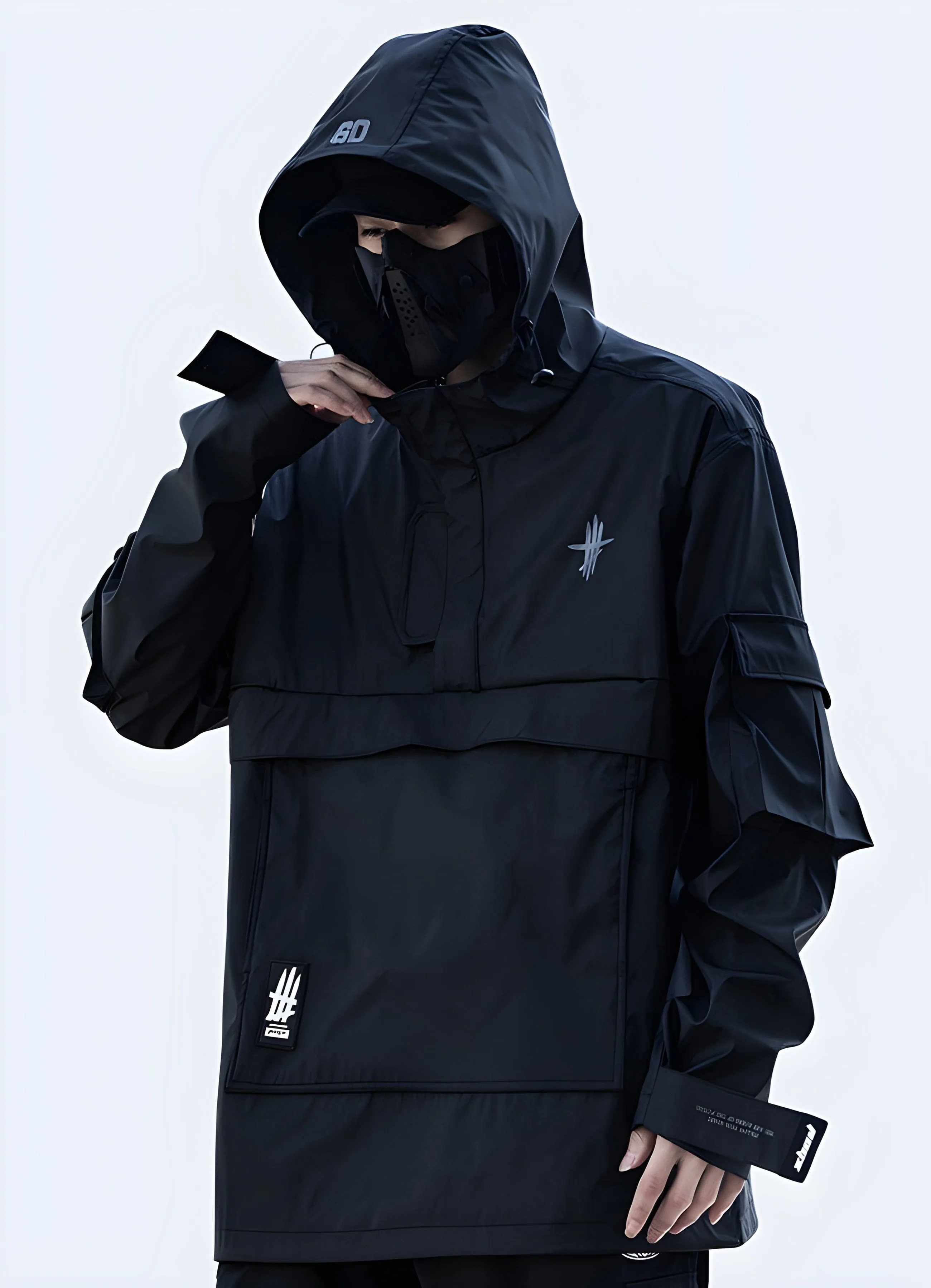 Black Techwear Windbreaker