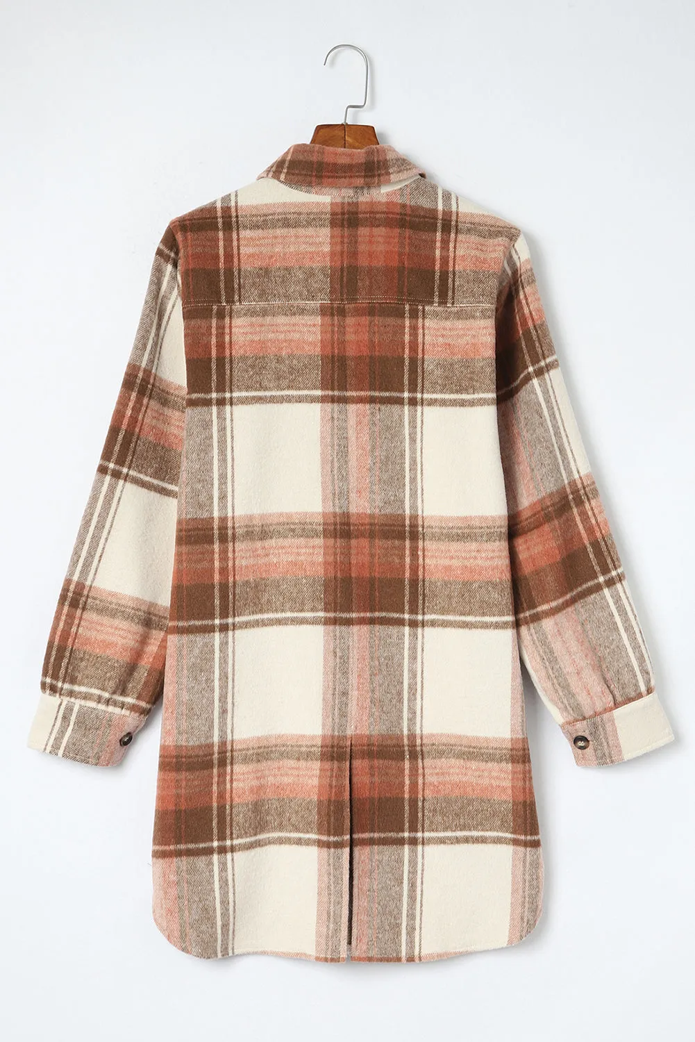 Brown and Cream Plaid Shirt Jacket