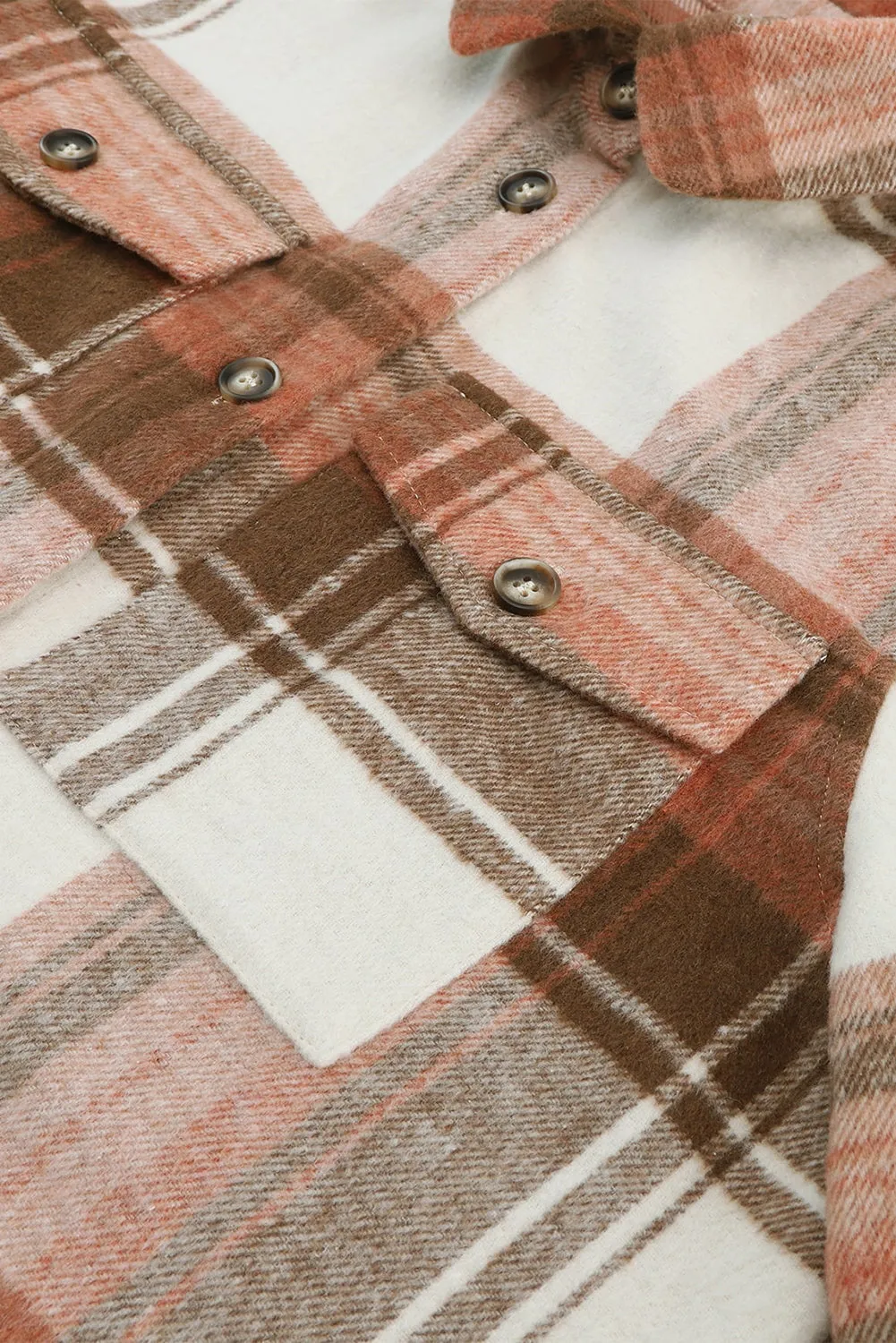 Brown and Cream Plaid Shirt Jacket