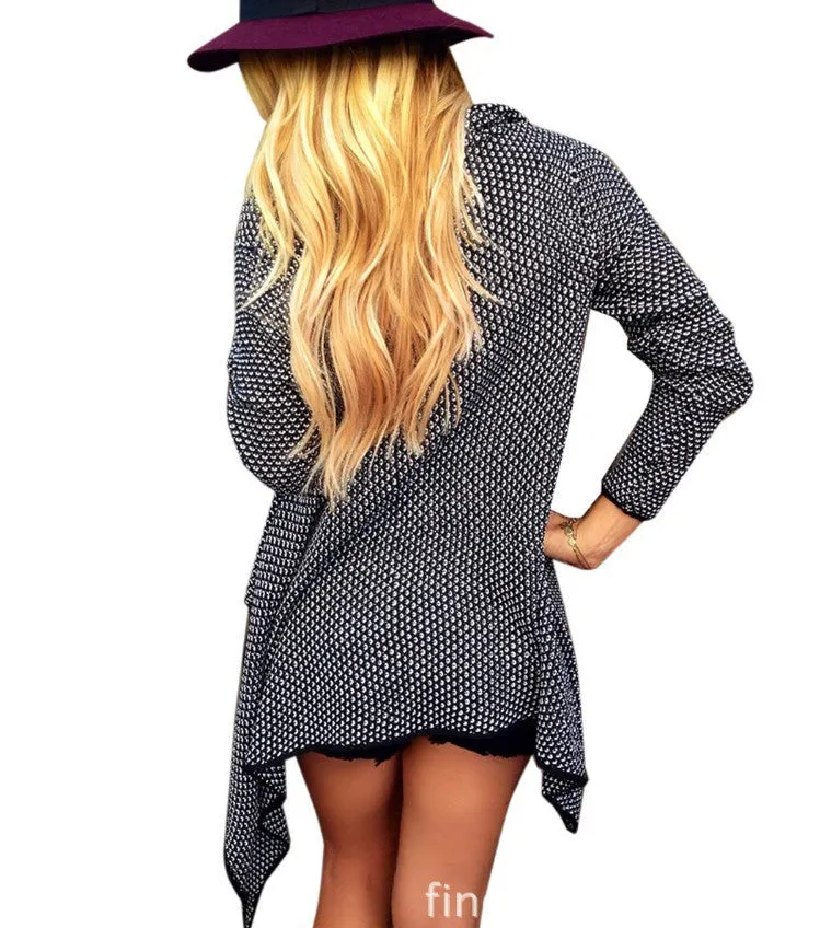 Cardigan Knit Asymmetric Lapel Loose Sweater