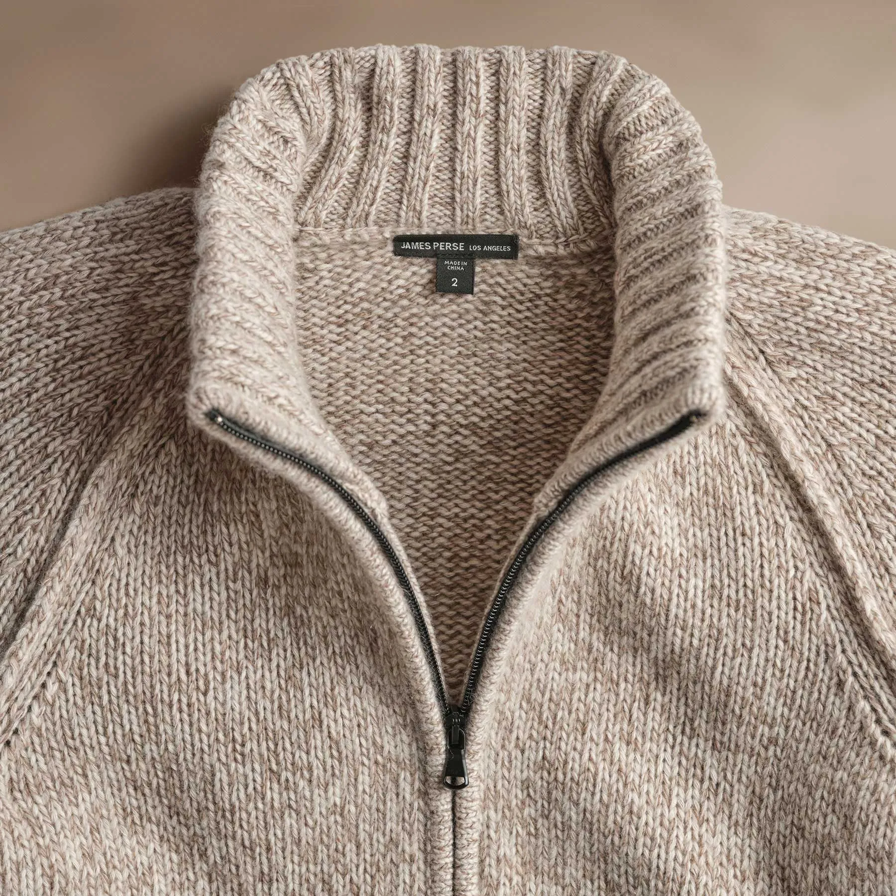 Chunky Cashmere Zip Up - Stone Marl