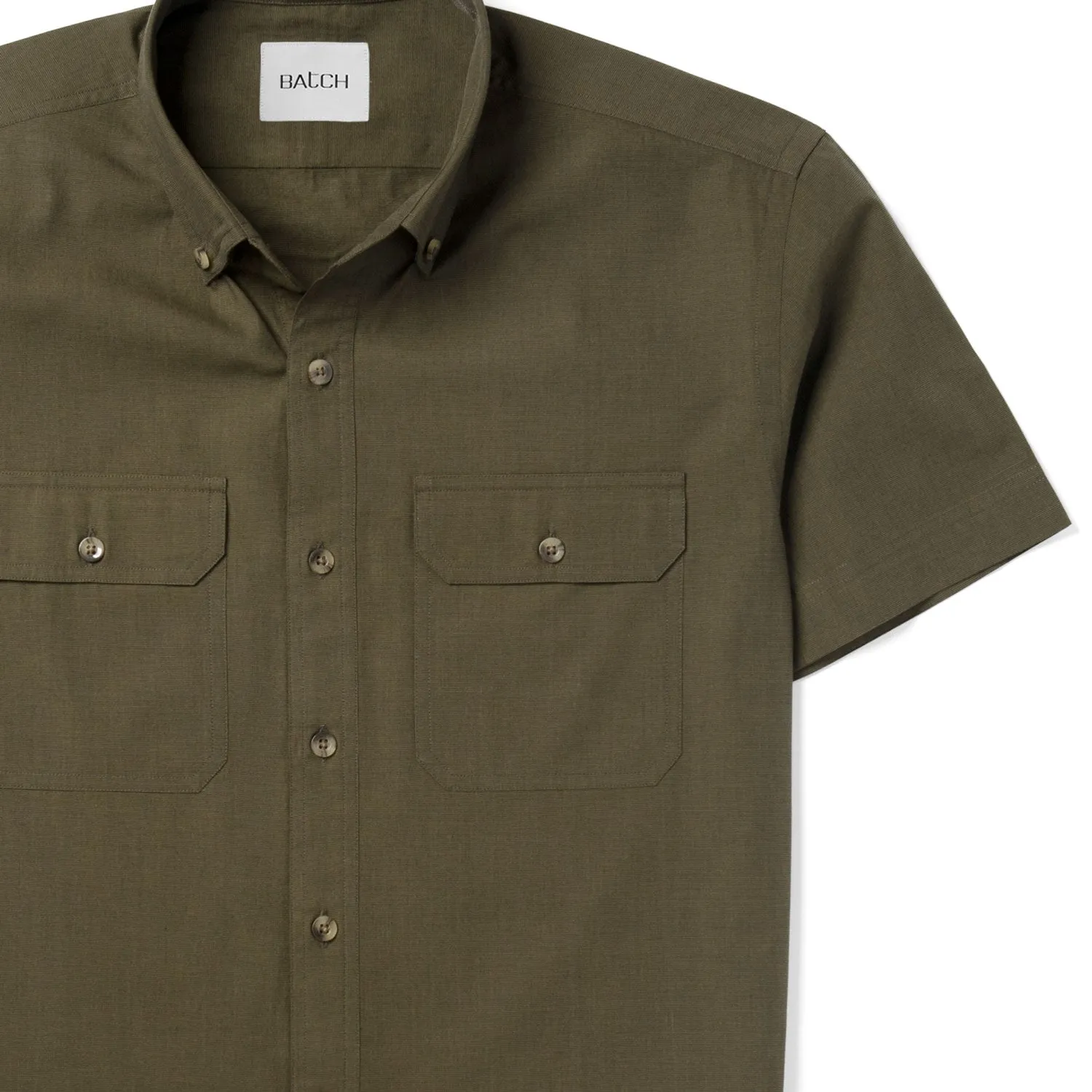 Constructor Short Sleeve Utility Shirt –  Olive Green End-on-end