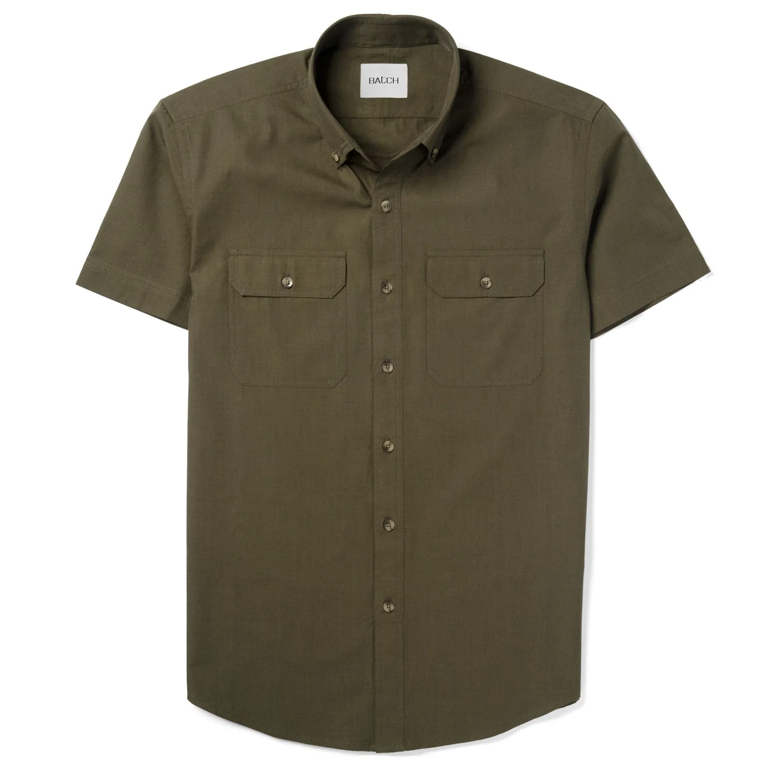 Constructor Short Sleeve Utility Shirt –  Olive Green End-on-end