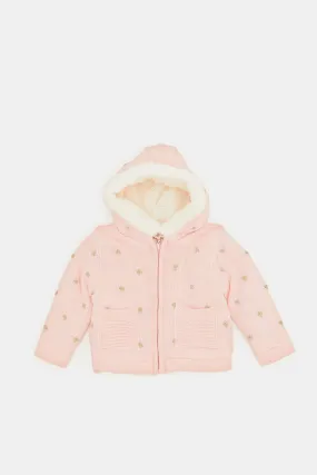 Infant Girls Pink Hooded Cardigan