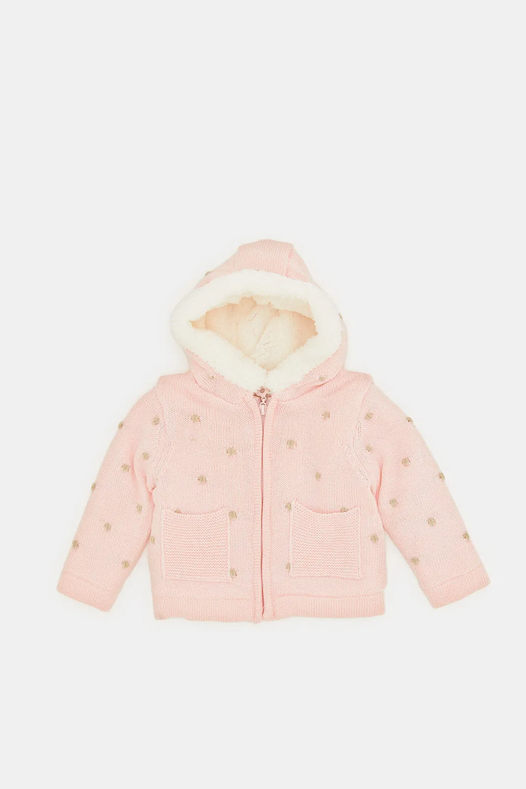 Infant Girls Pink Hooded Cardigan