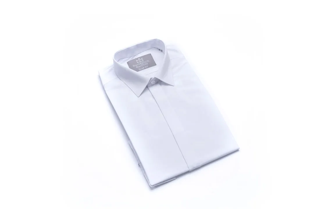 Kids White Normal Collar Shirt - Single Cuff