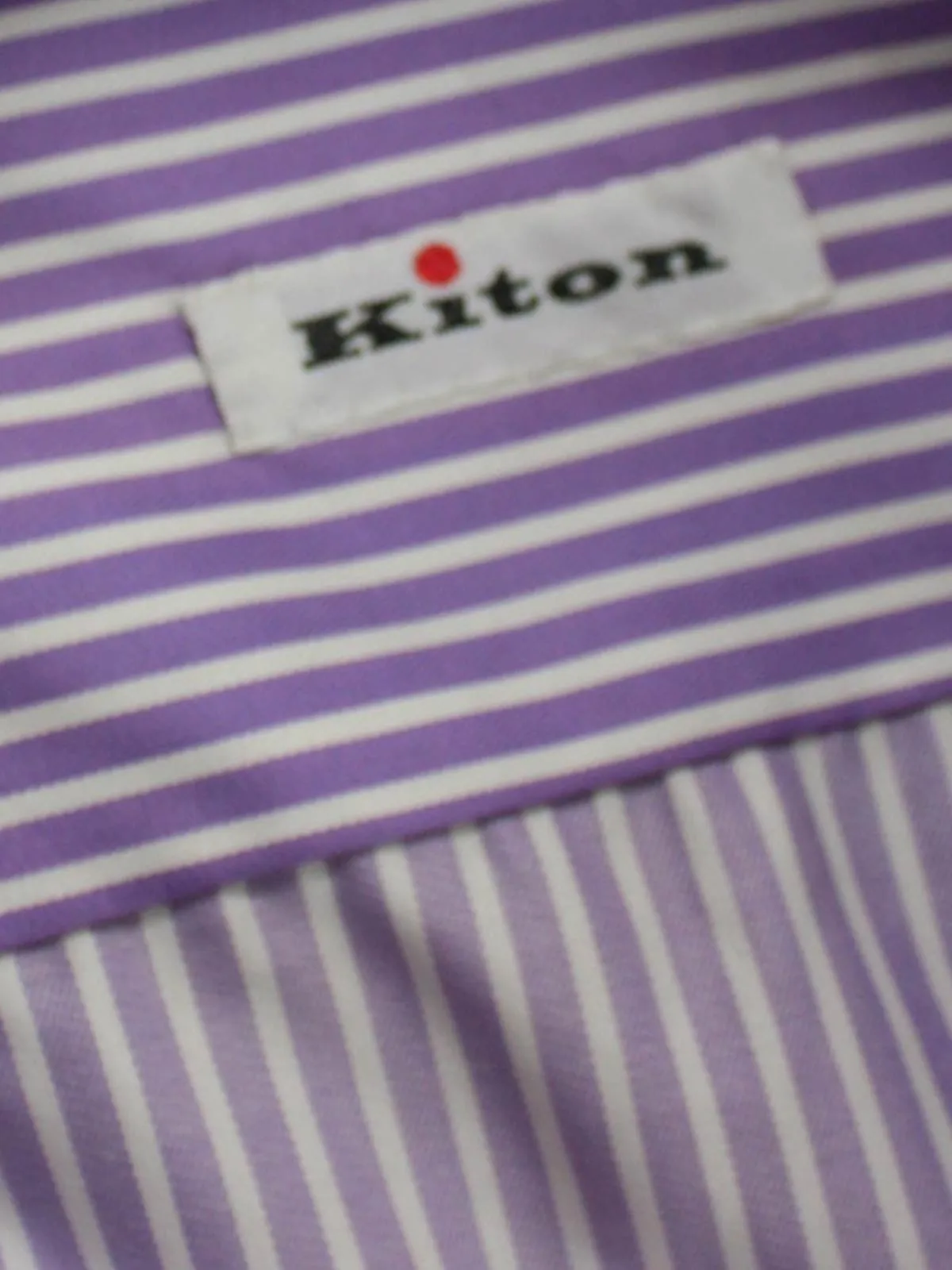 Kiton Dress Shirt White Purple Stripes 40 - 15 3/4 SALE