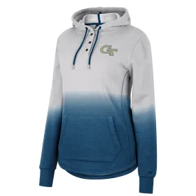 Ladies Georgia Tech Yellow Jackets Aurelia Henley Hooded Navy Sweatshirt