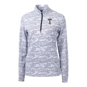 Ladies Georgia Tech Yellow Jackets College Vault Cutter & Buck Traverse Camo Print Stretch Quarter Zip Pullover