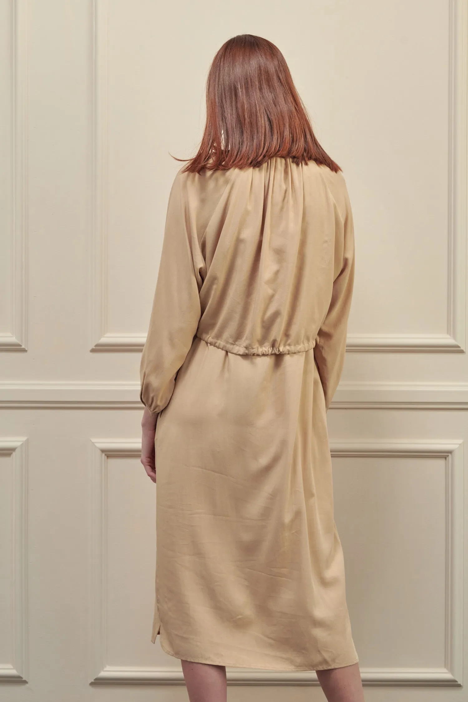 Layered long tencel shirts dress