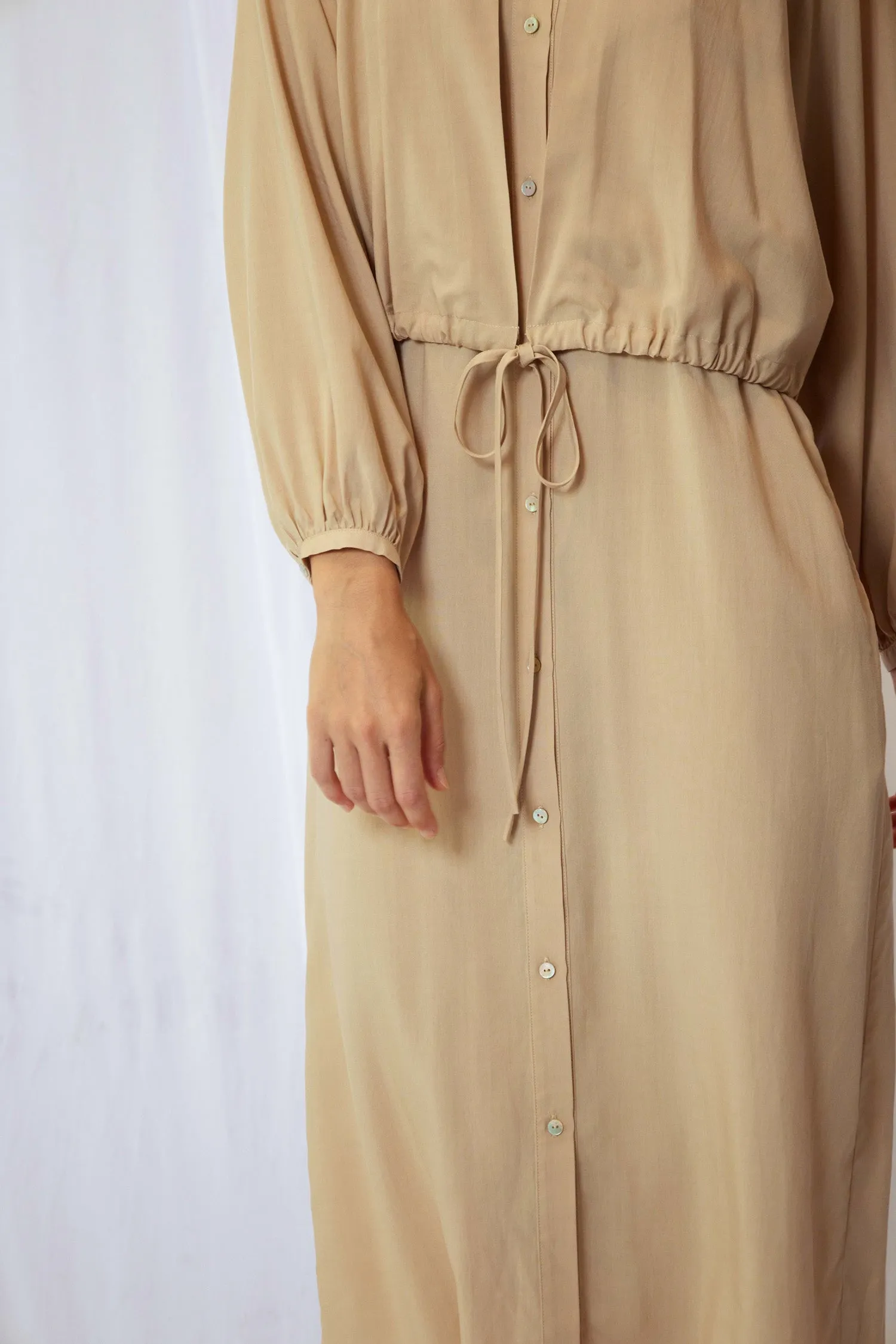 Layered long tencel shirts dress