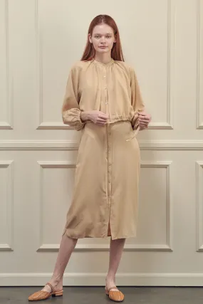 Layered long tencel shirts dress