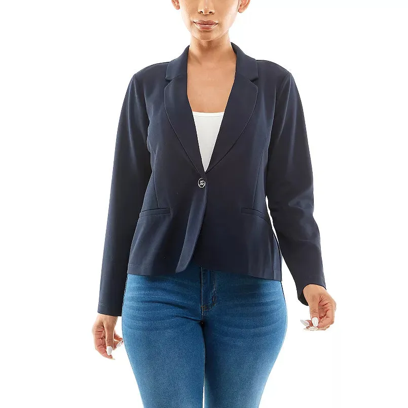 Long  Sleeve Crop Blazer Navy