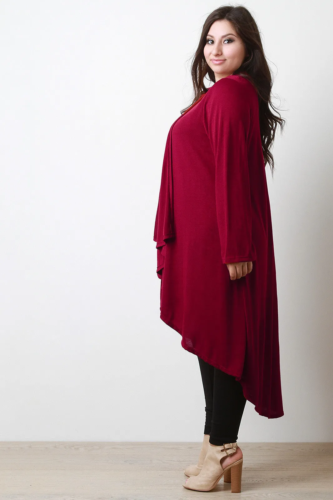 Longline Drape Open Front Cardigan