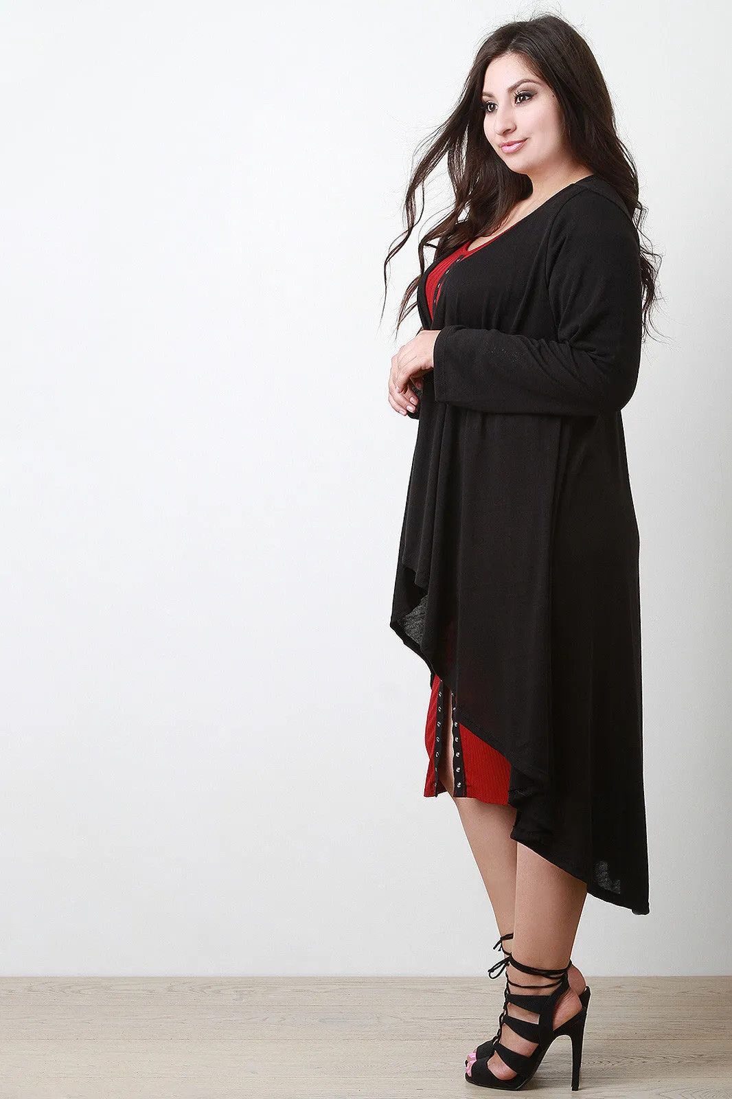 Longline Drape Open Front Cardigan