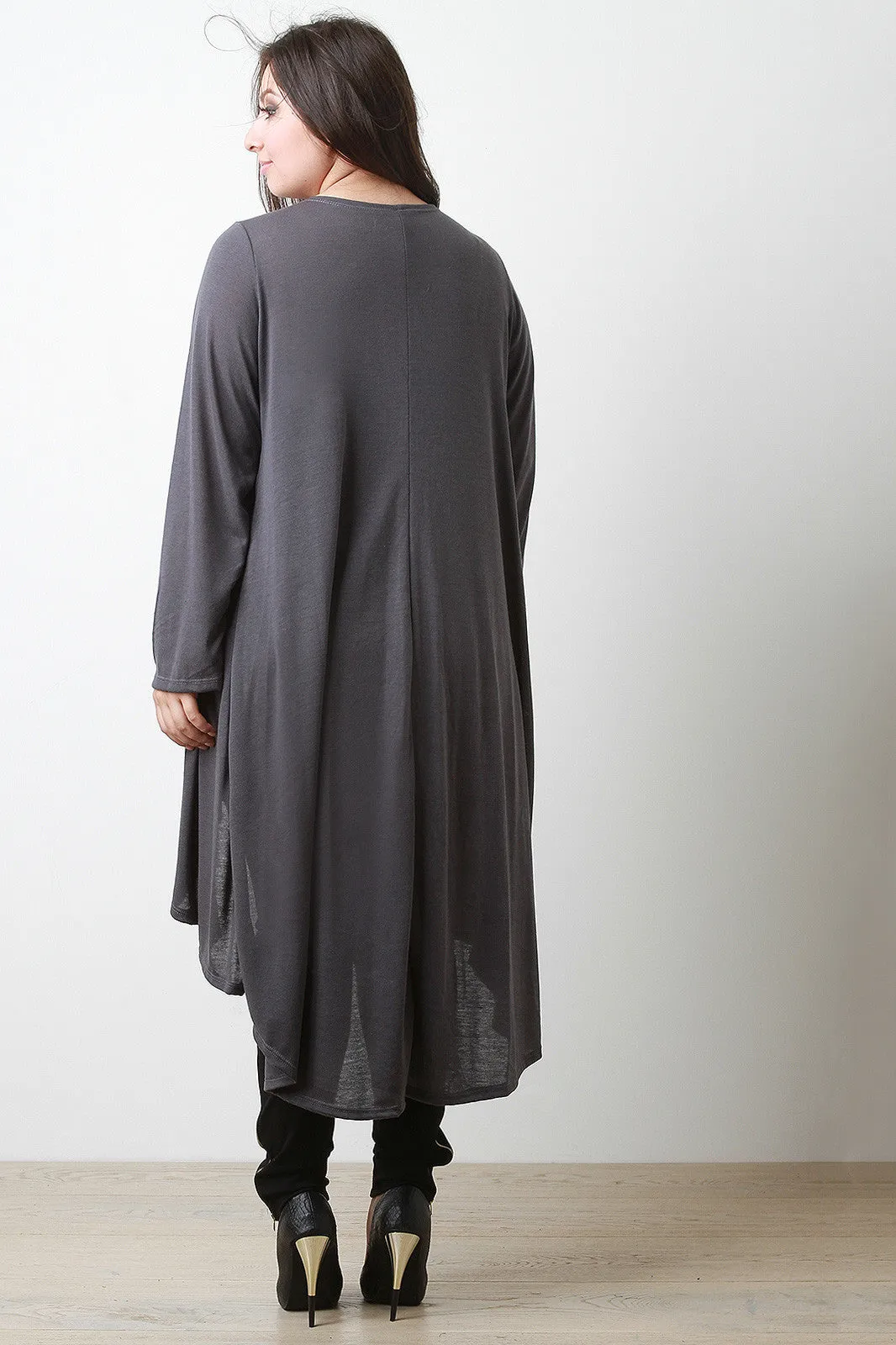 Longline Drape Open Front Cardigan