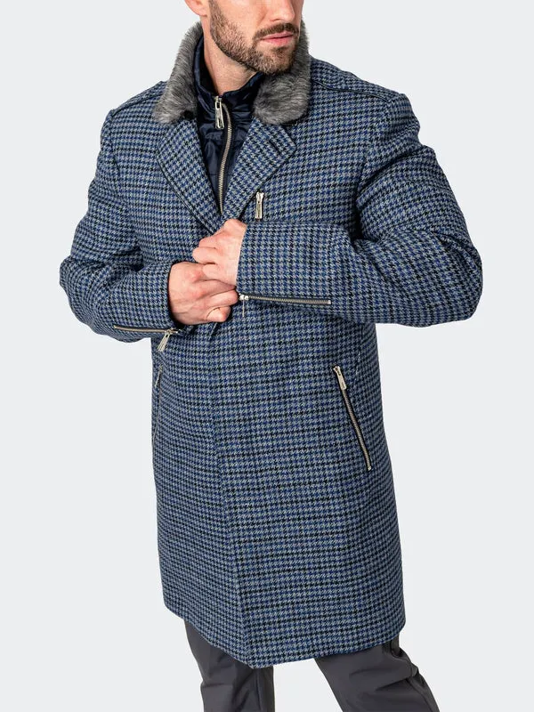 Maceoo Jacket | Peacoat HoundsTooth Blue