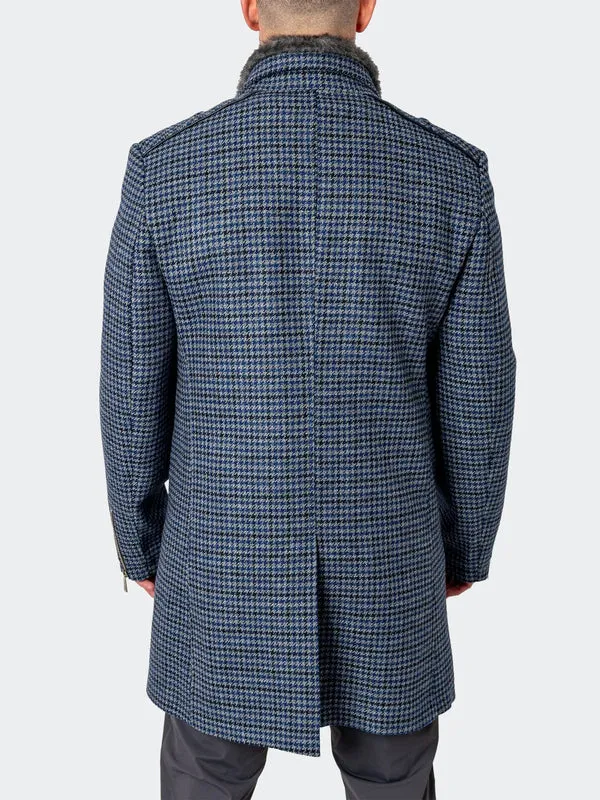 Maceoo Jacket | Peacoat HoundsTooth Blue