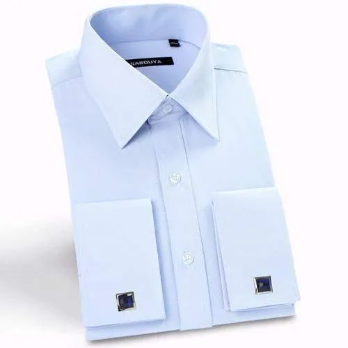 Men's Luxury Shirts, French Cuff, Dress Shirts, Formal Twill Shirt (Cufflinks Included)