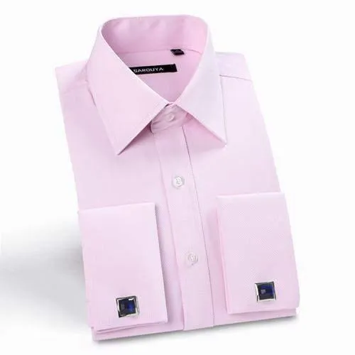 Men's Luxury Shirts, French Cuff, Dress Shirts, Formal Twill Shirt (Cufflinks Included)