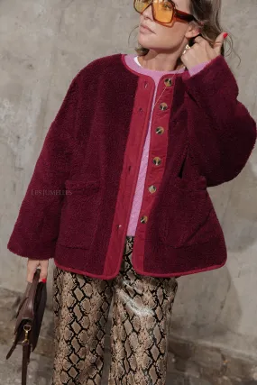 Oriane teddy jacket burgundy