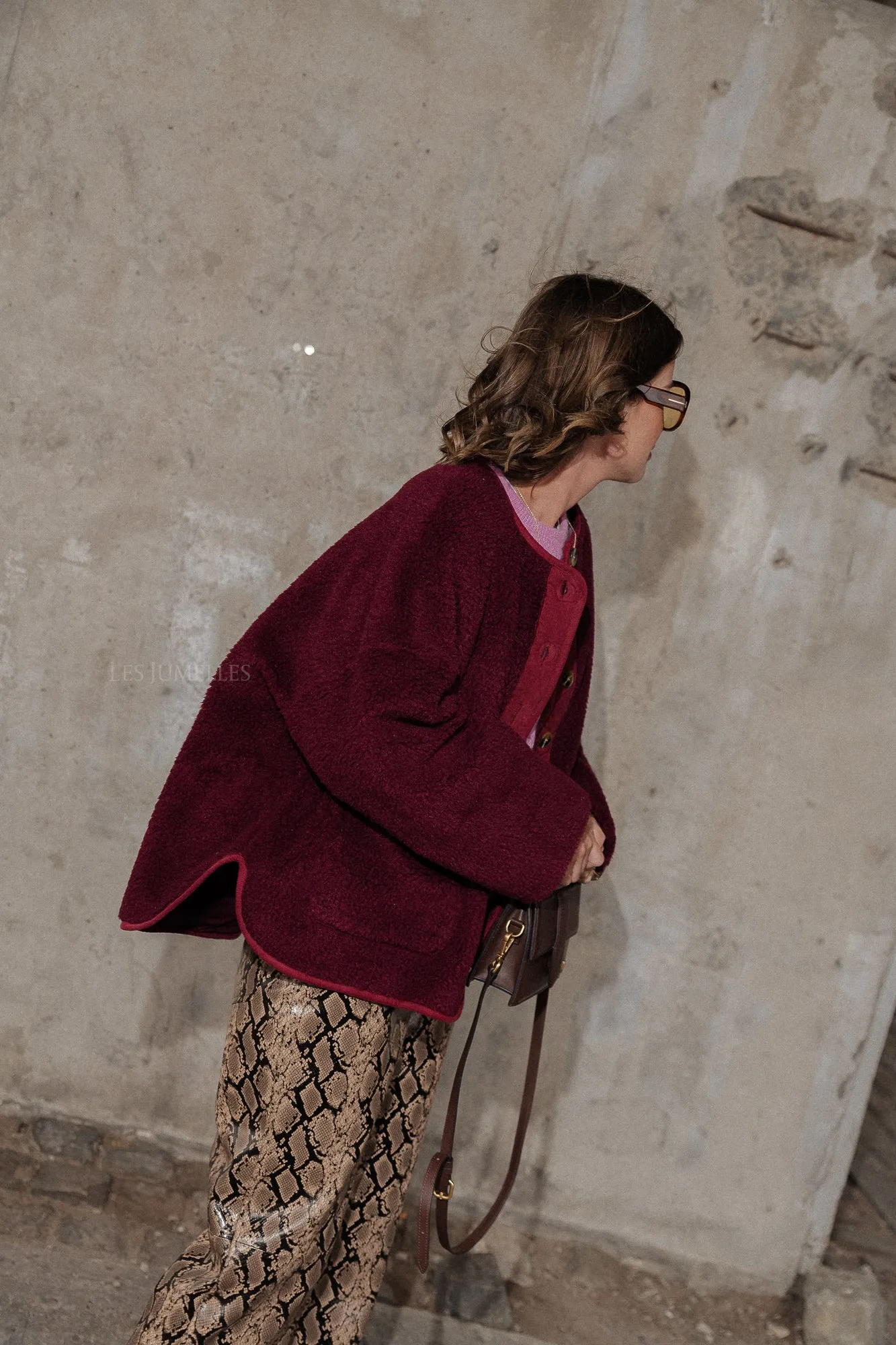 Oriane teddy jacket burgundy