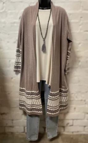 Plus Size Open Front Knit Duster in Black or Taupe