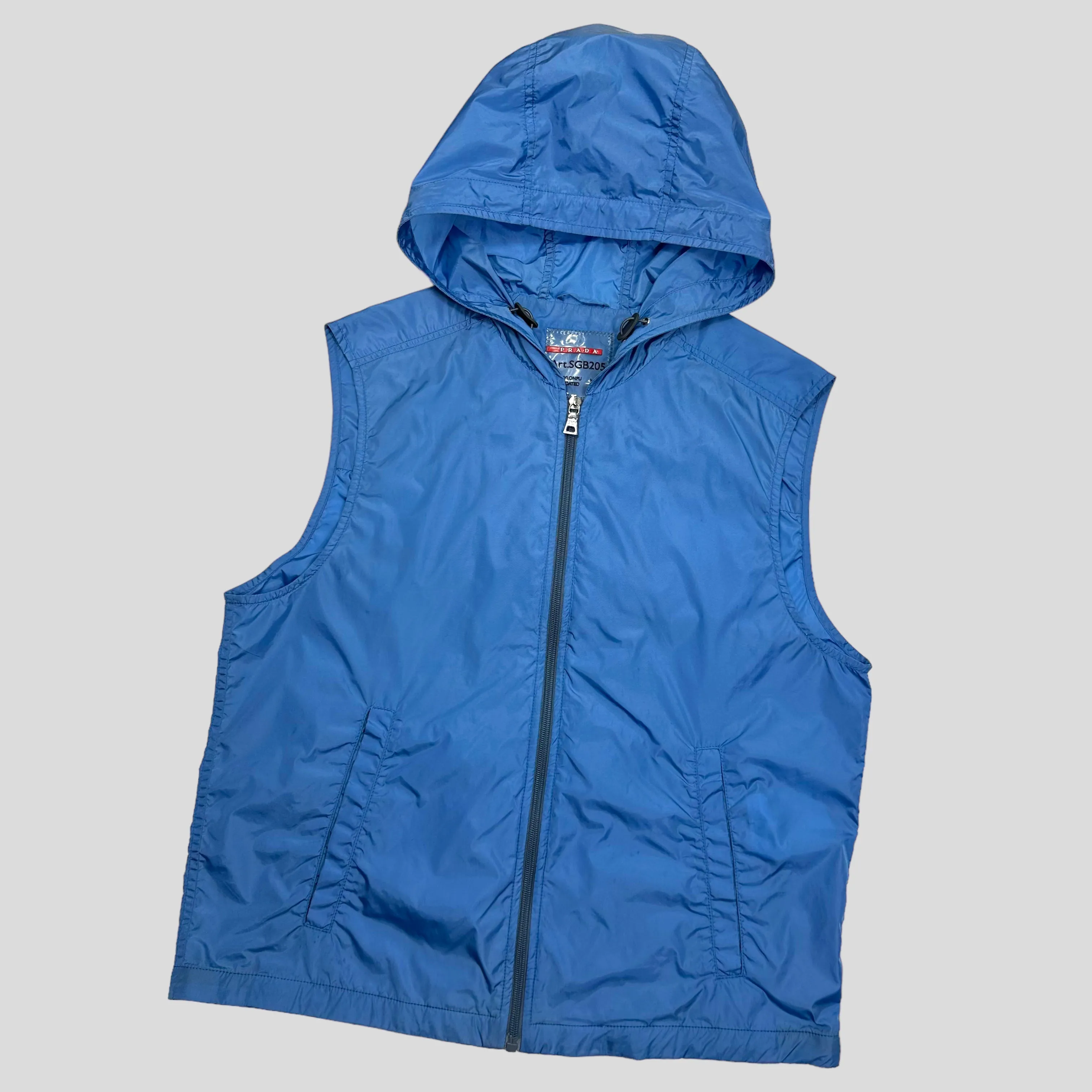 Prada Sport 2011 Powder Blue Nylon Windbreaker Gilet - IT48