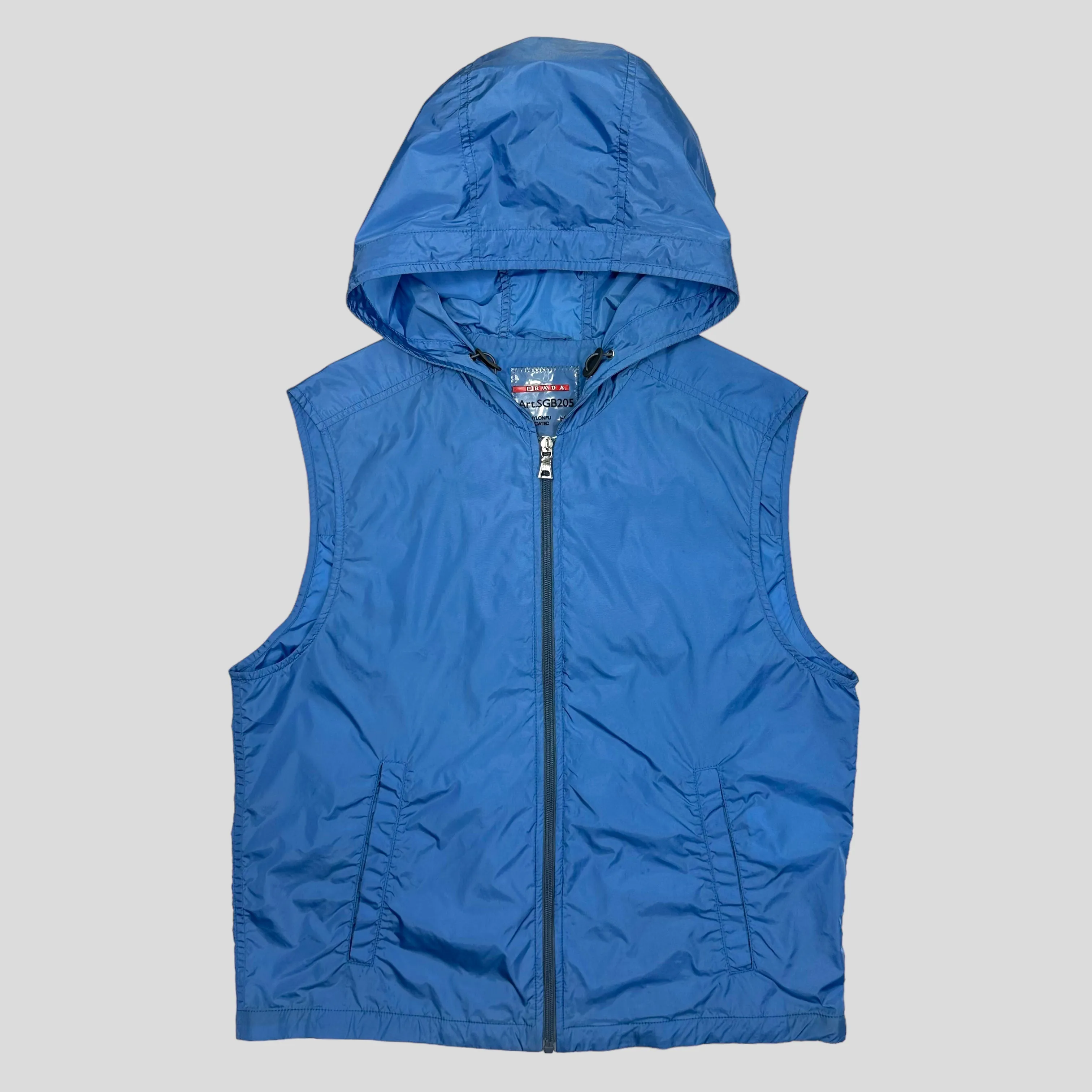 Prada Sport 2011 Powder Blue Nylon Windbreaker Gilet - IT48