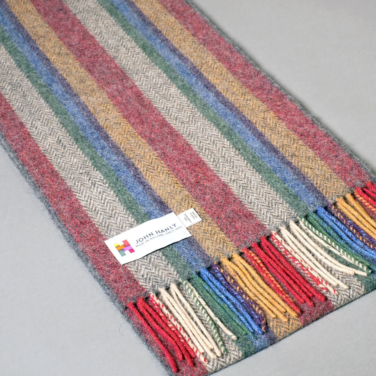 Pure Wool Scarf with Colourful Stripes