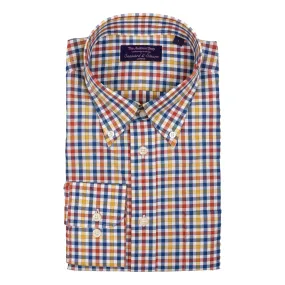 Red, Blue, and Yellow Check Tattersall Button Down Sport Shirt