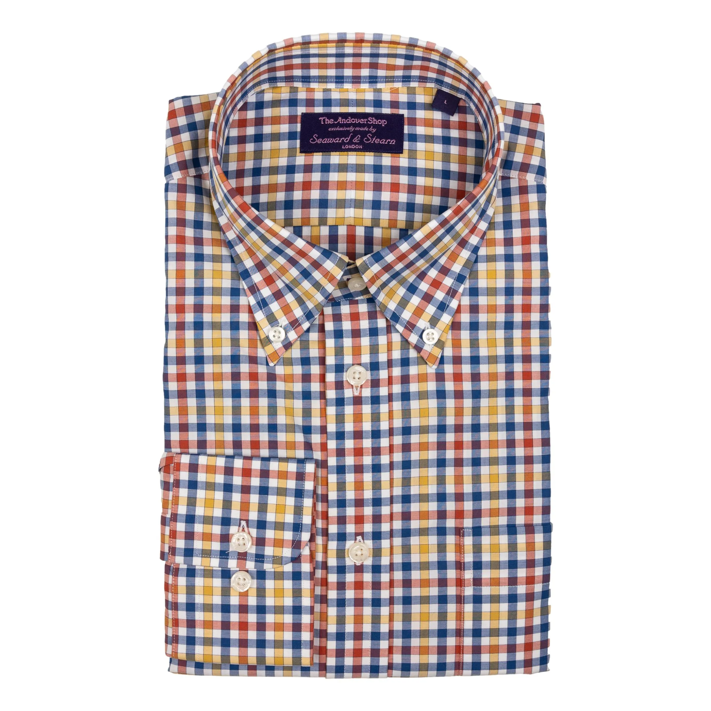 Red, Blue, and Yellow Check Tattersall Button Down Sport Shirt