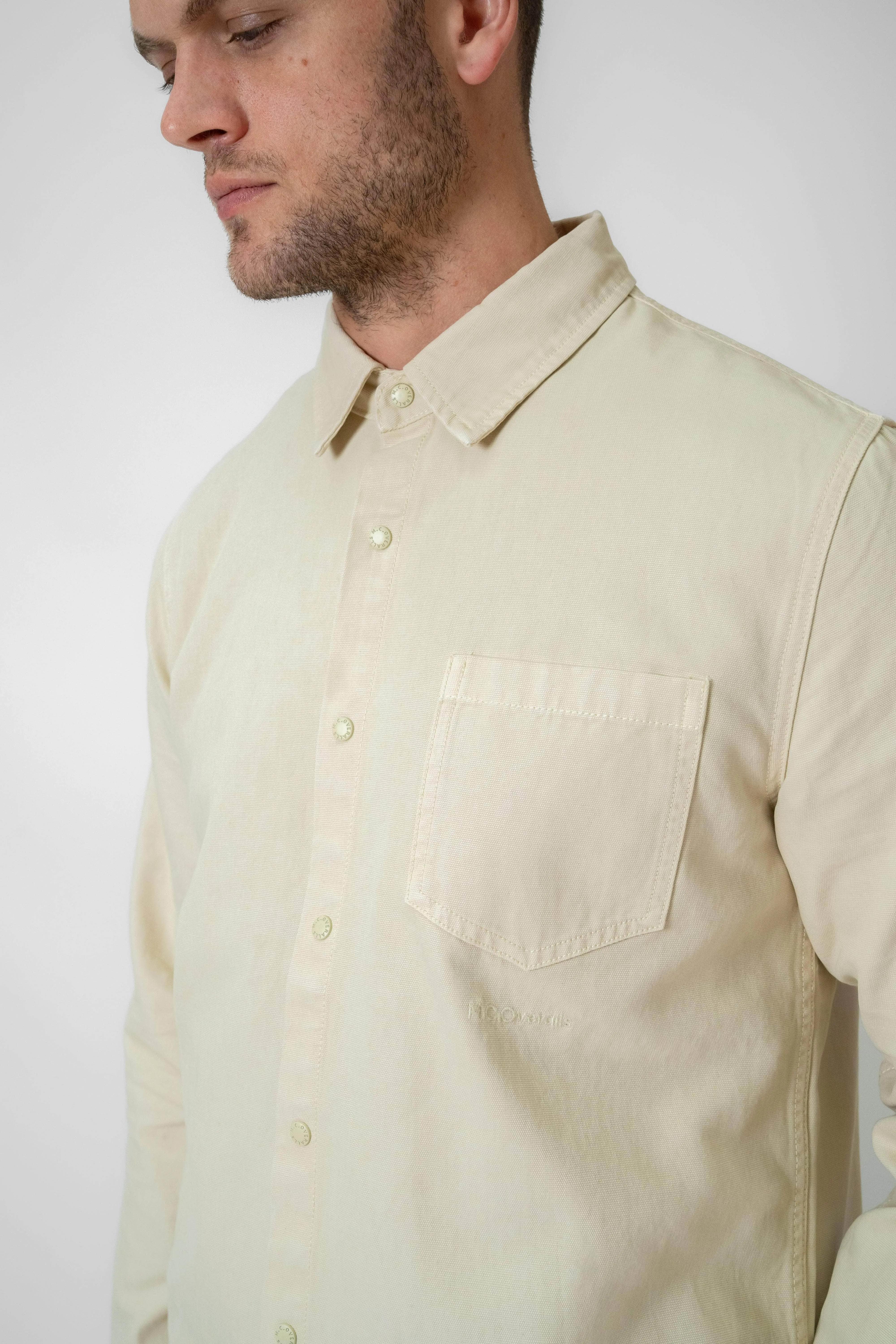 Relaxed Cotton Canvas Snap Buttoned Shirt Palo Santo