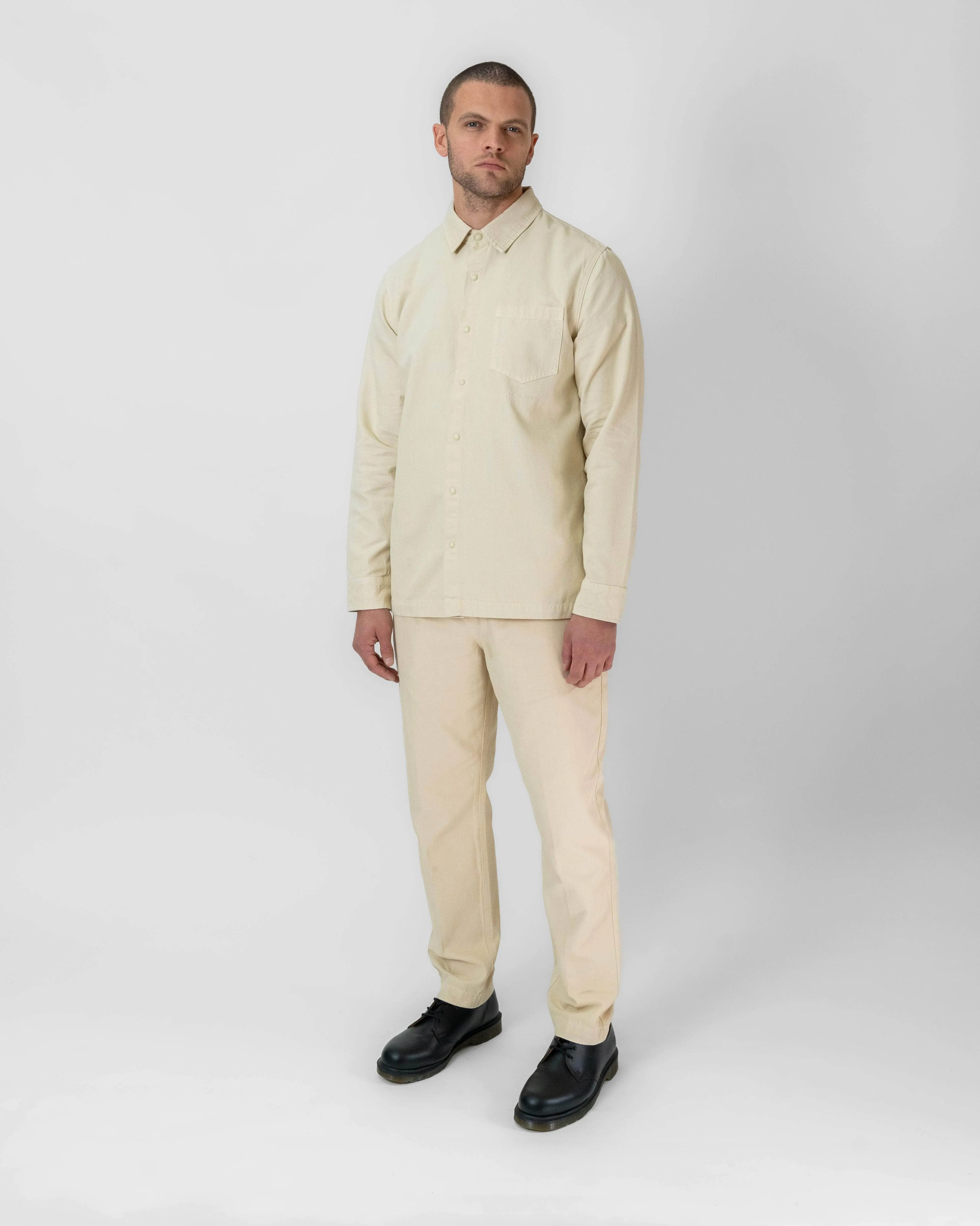 Relaxed Cotton Canvas Snap Buttoned Shirt Palo Santo