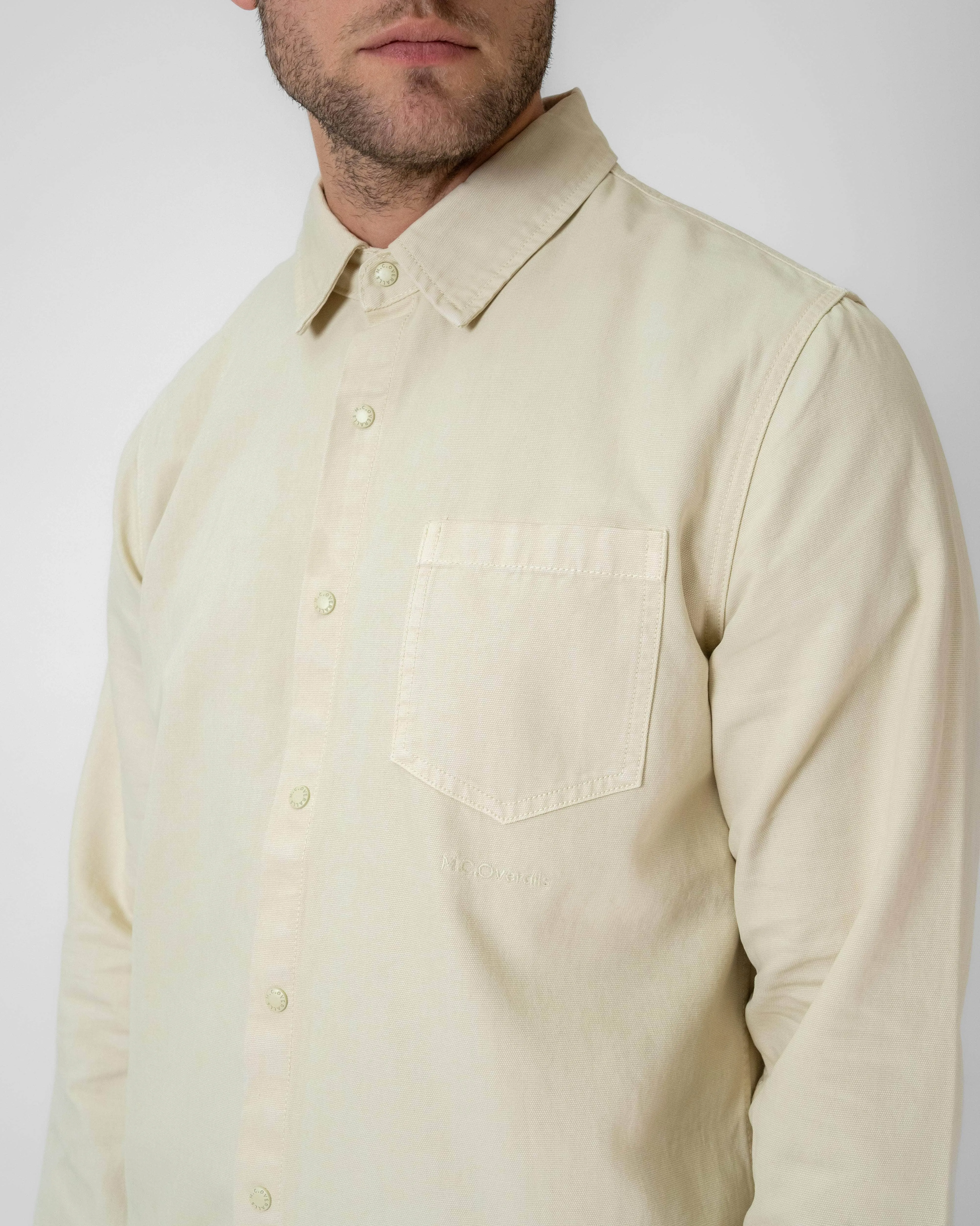 Relaxed Cotton Canvas Snap Buttoned Shirt Palo Santo