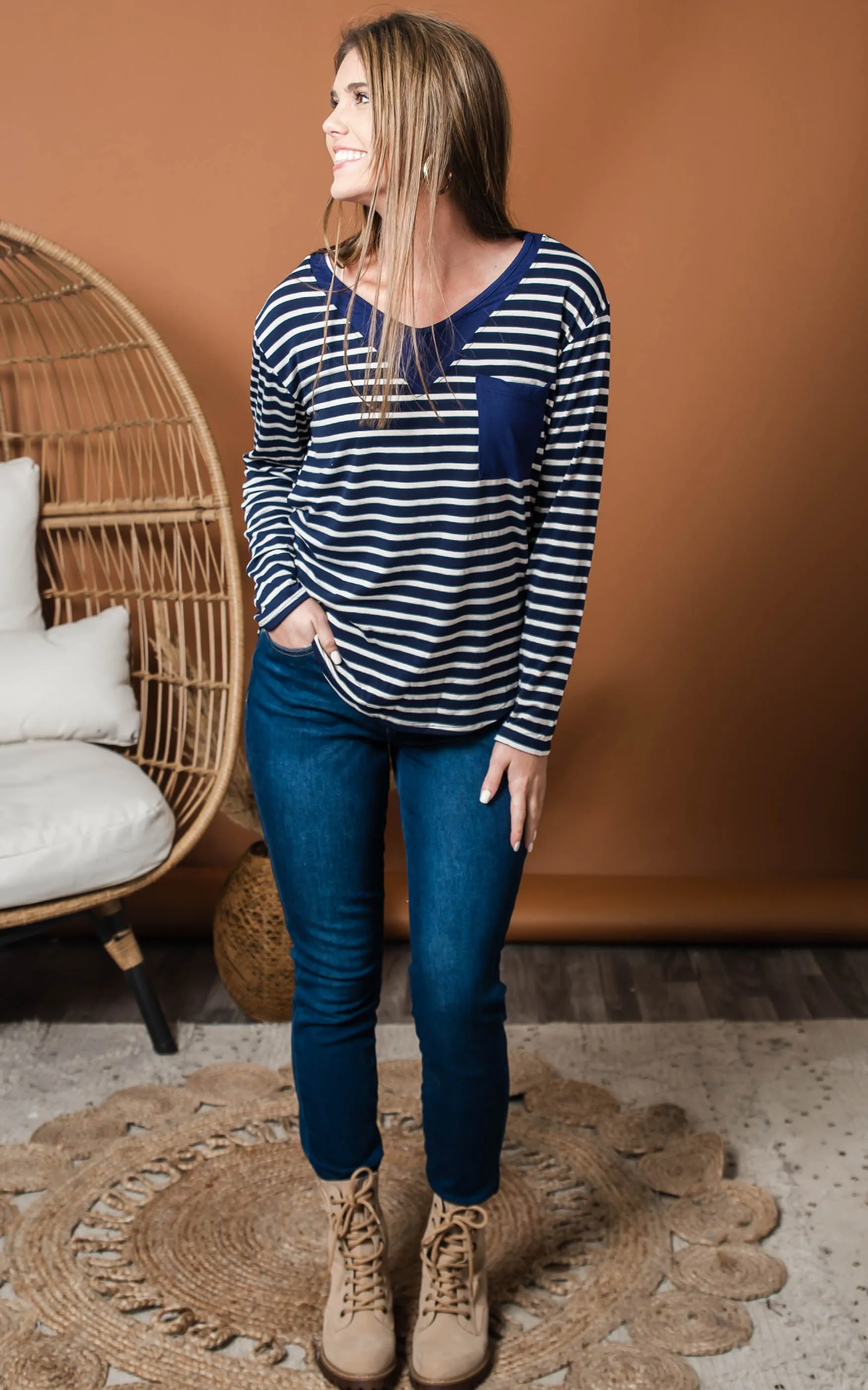 Stripe & Solid Mix Top - Final Sale