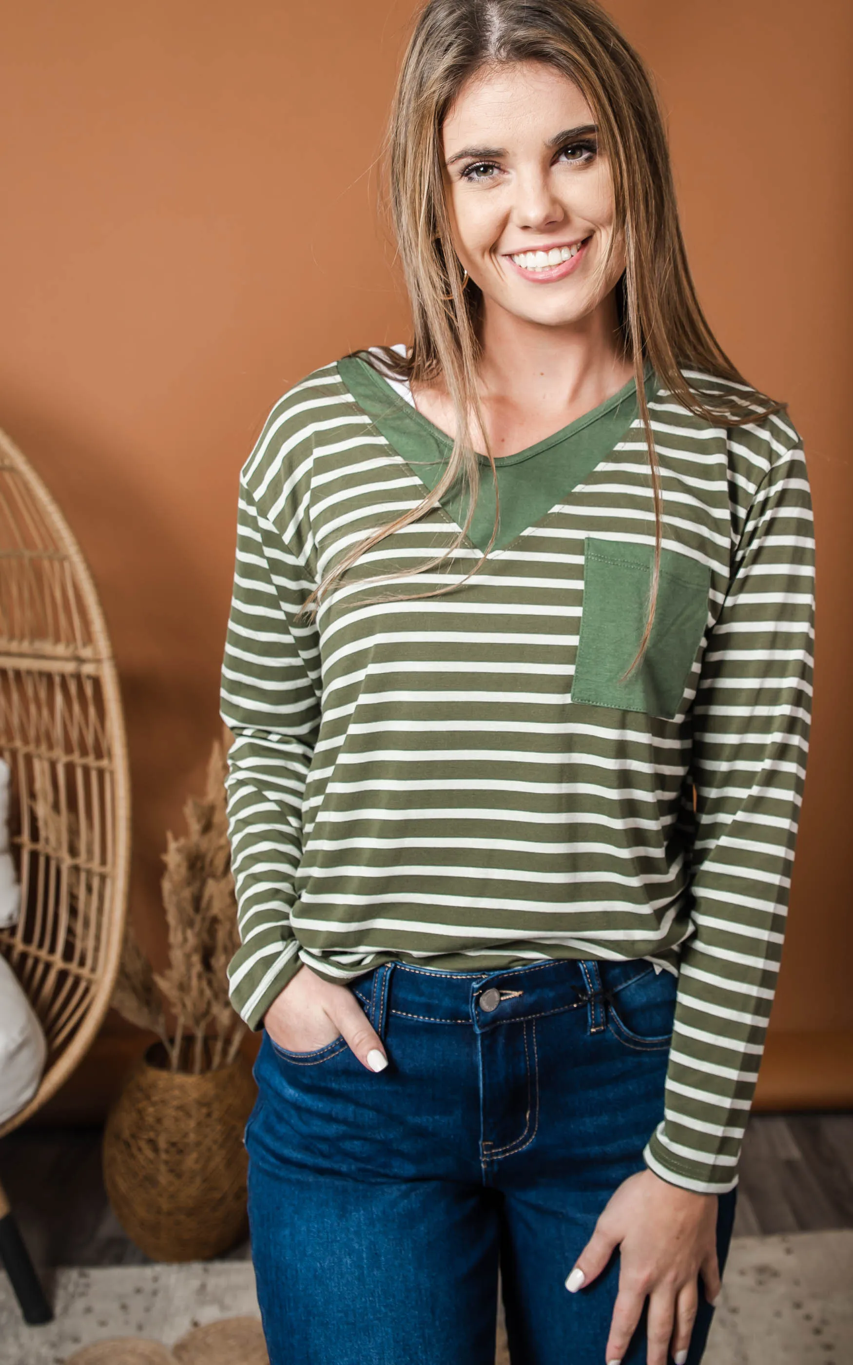 Stripe & Solid Mix Top - Final Sale