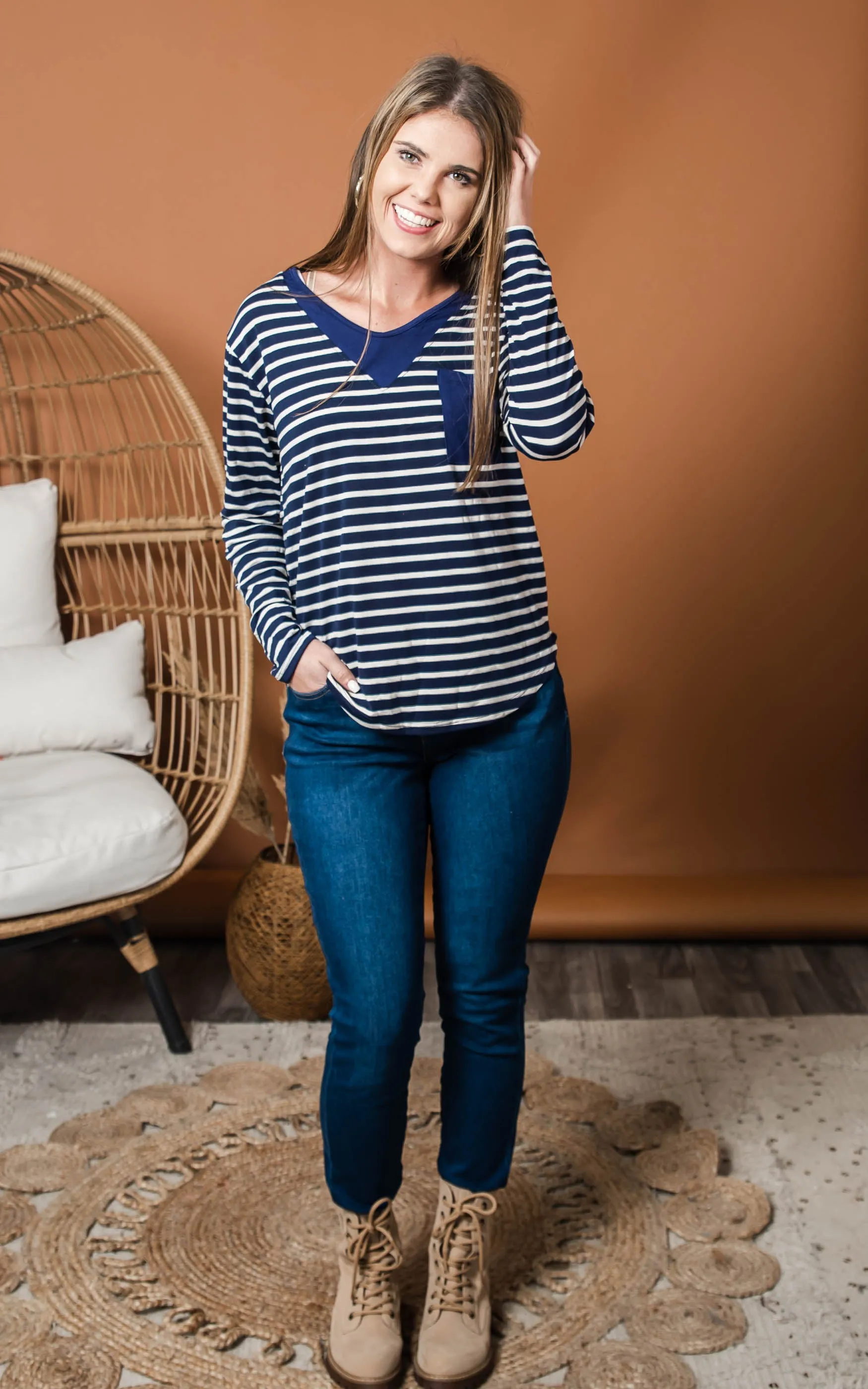 Stripe & Solid Mix Top - Final Sale