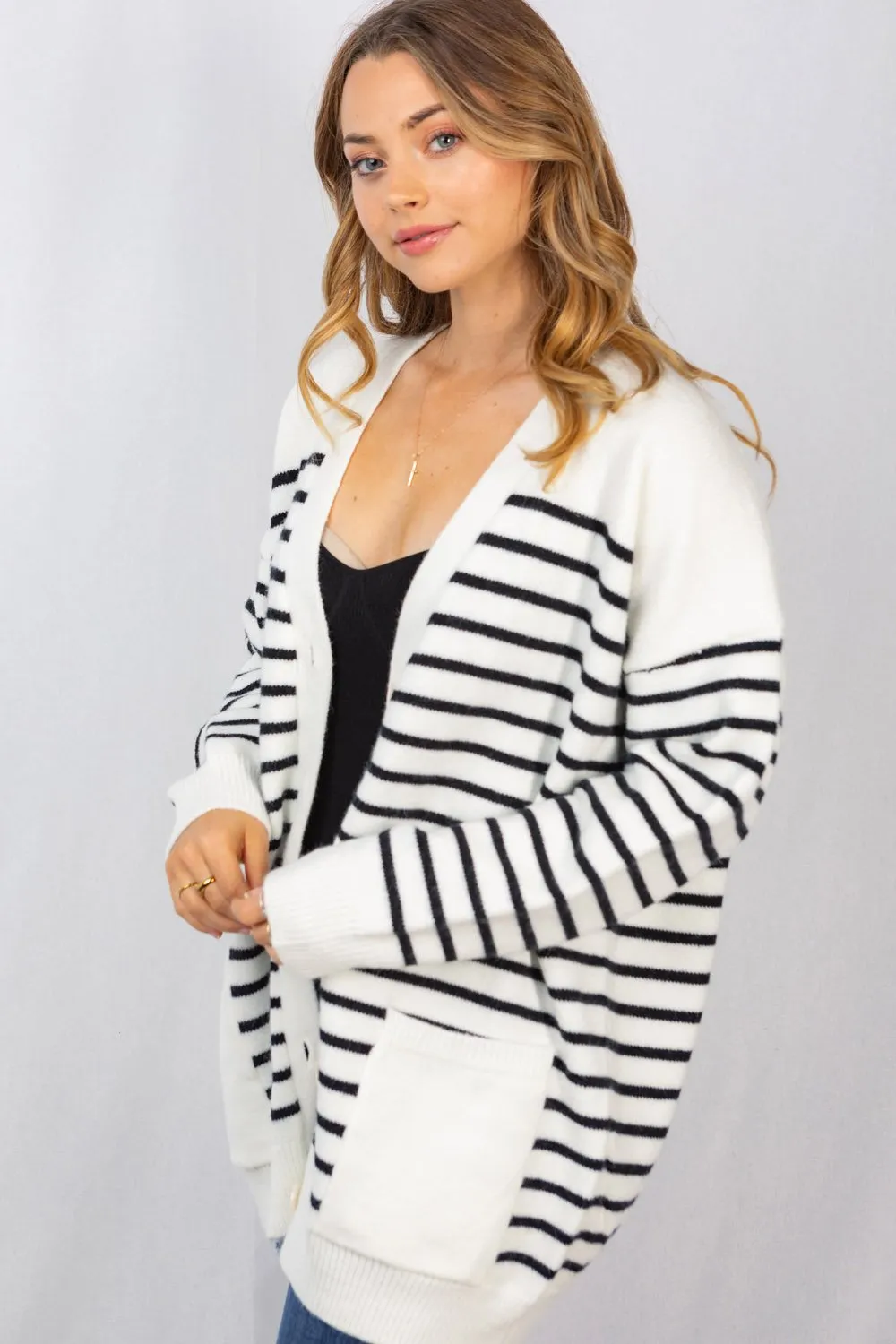 Striped Oversize Cardigan  by White Birch