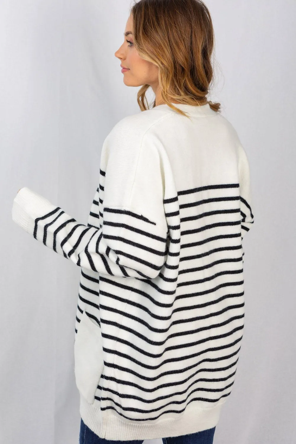 Striped Oversize Cardigan  by White Birch