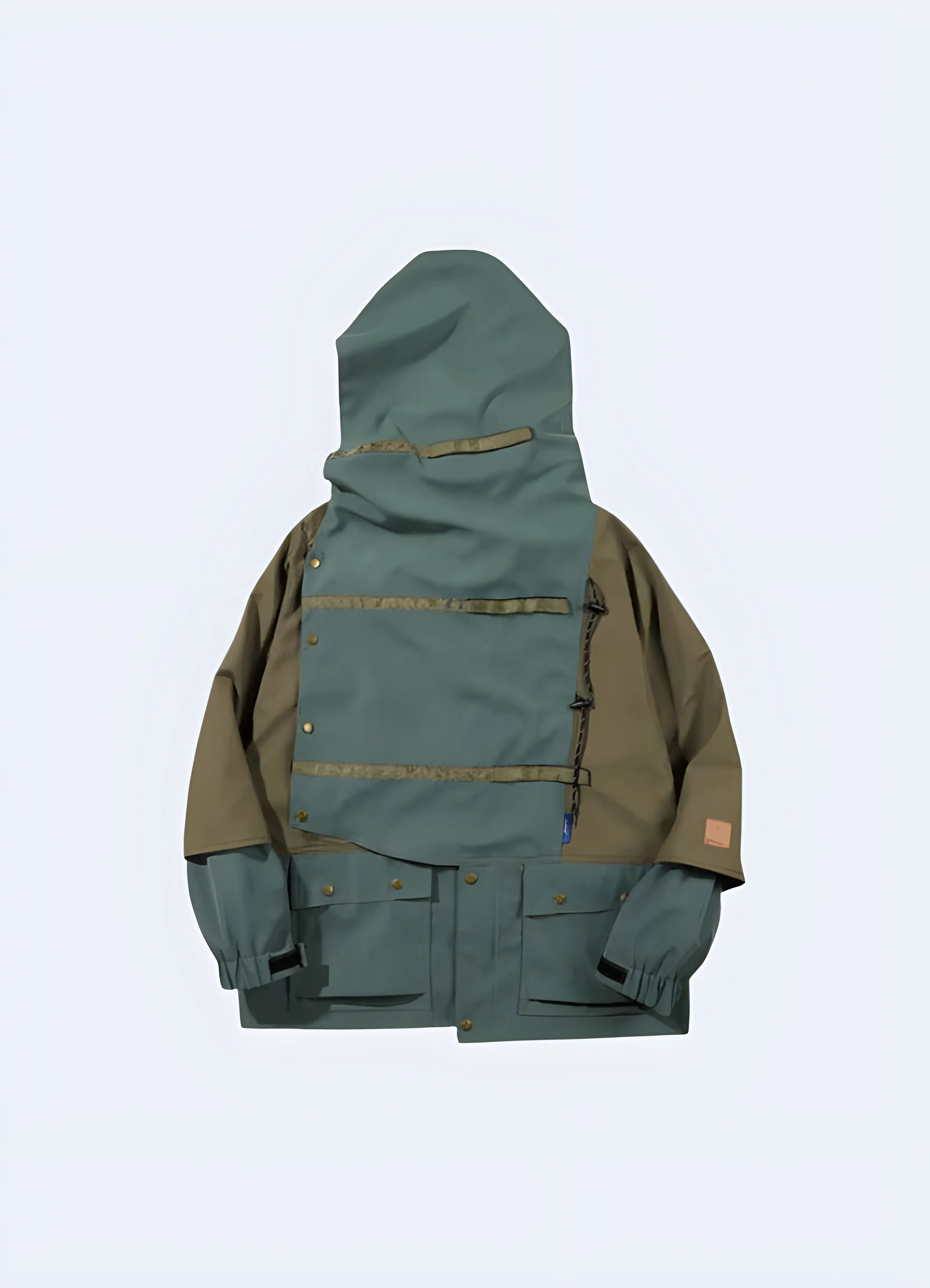 Techwear Jacket Rolled Collar Khaki Green