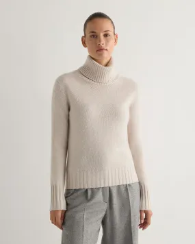 Women's Hazel Chunky Turtle Neck Cashmere Sweater Frost White