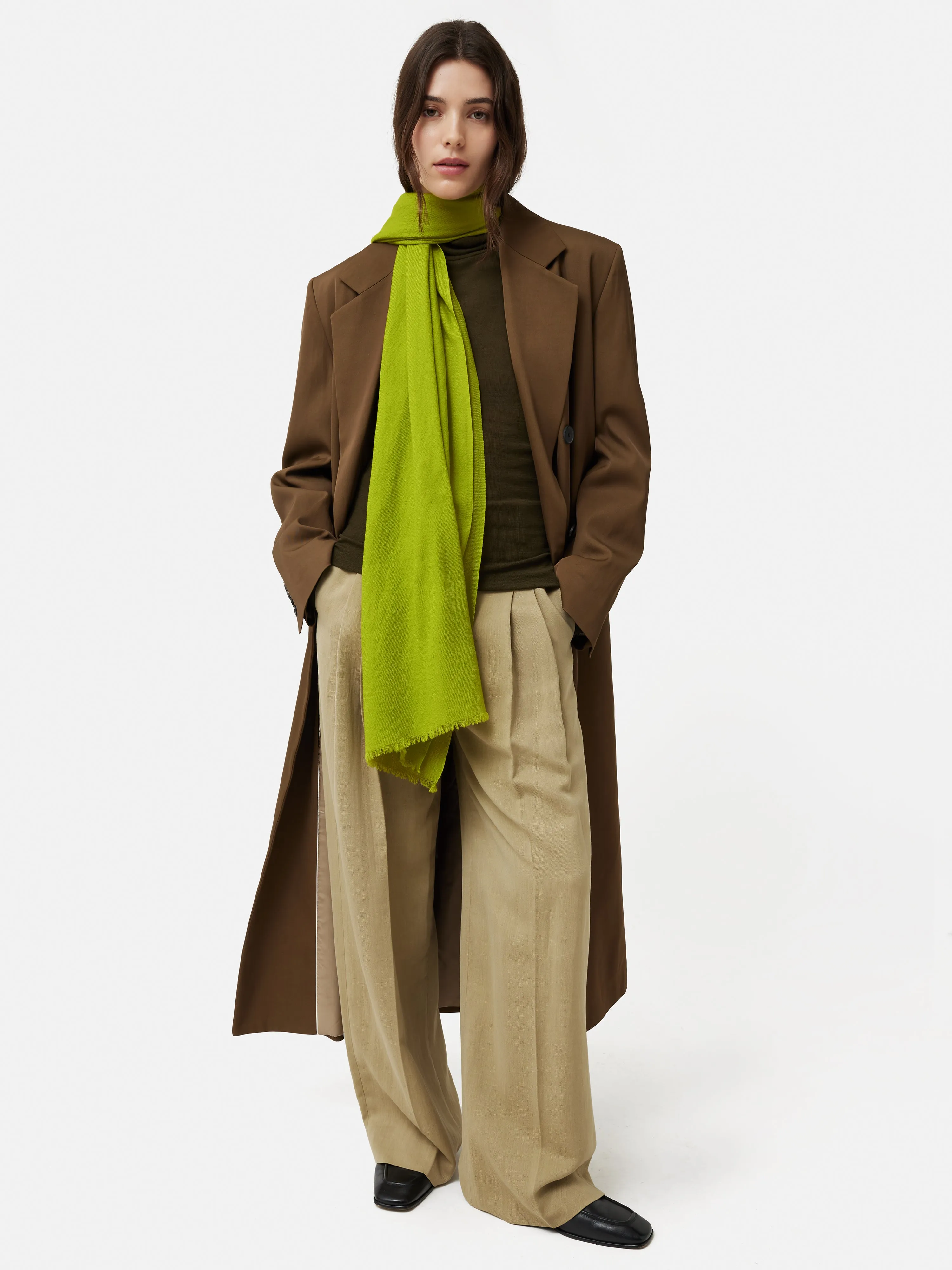 Wool Silk Pashmina | Lime